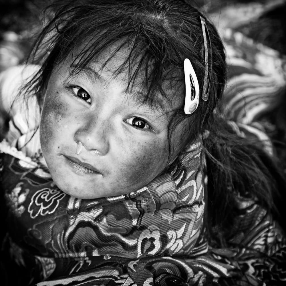 Tibetan Child Portrait by BJ Yang — canvas wall art