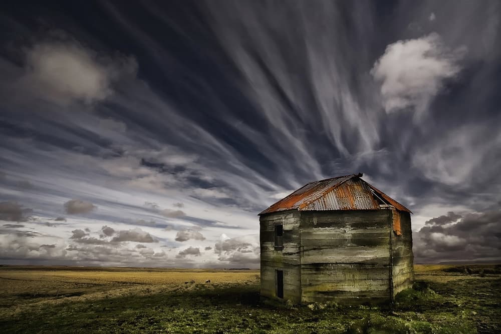 Abandoned Barn Stormy Sky by Þorsteinn H. Ingibergsson — canvas wall art