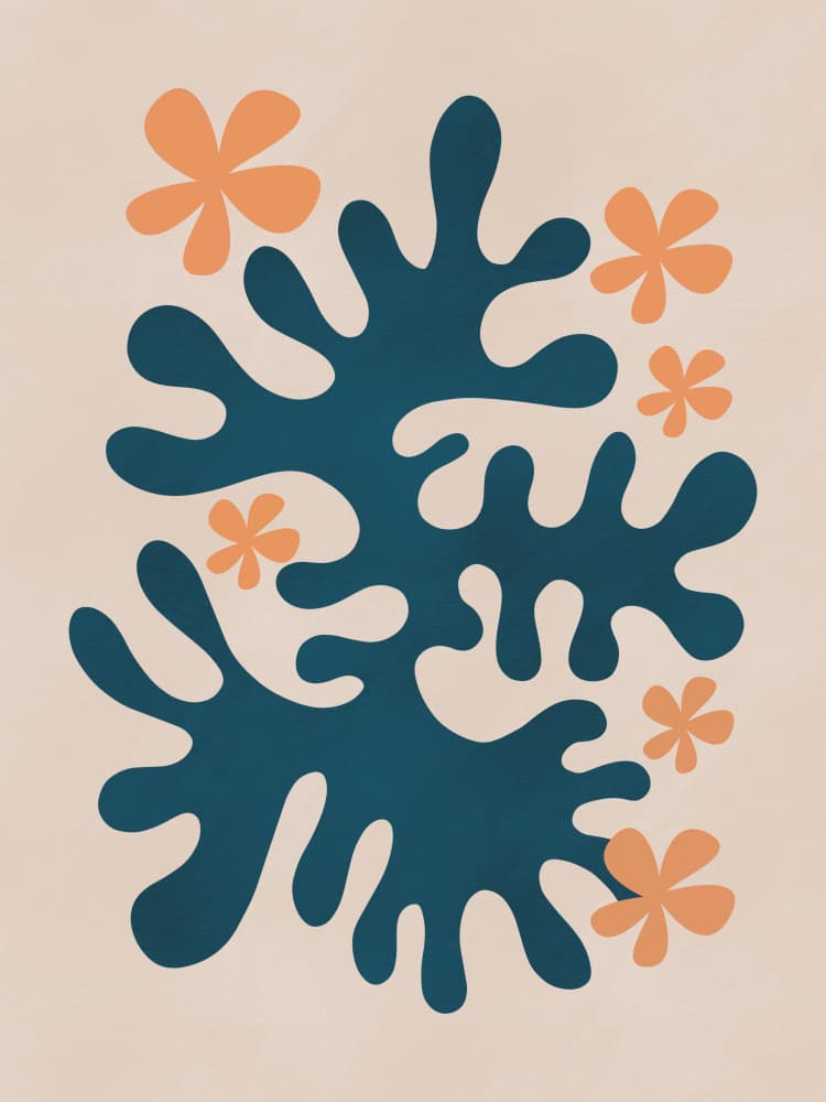 Organic Teal Blooms by Little Dean — canvas wall art