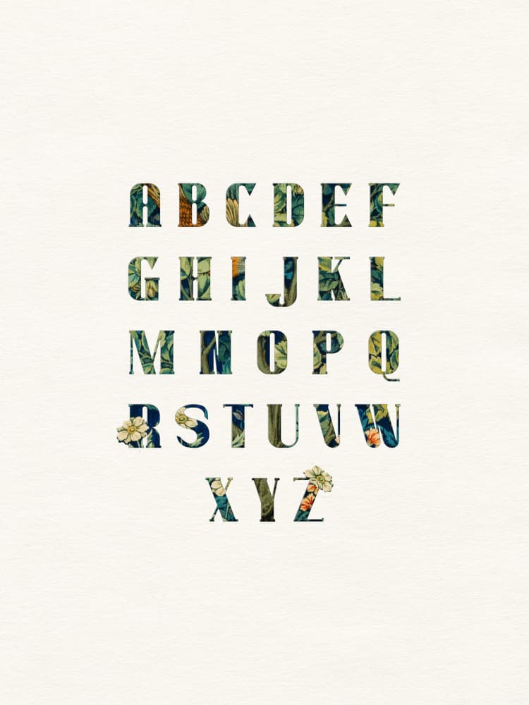 Elegant Floral Alphabet by Wild Violets — canvas wall art