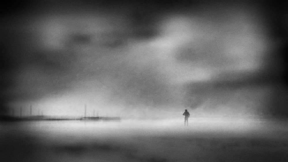 Solitary Figure Fog by Ina Tänzer — canvas wall art
