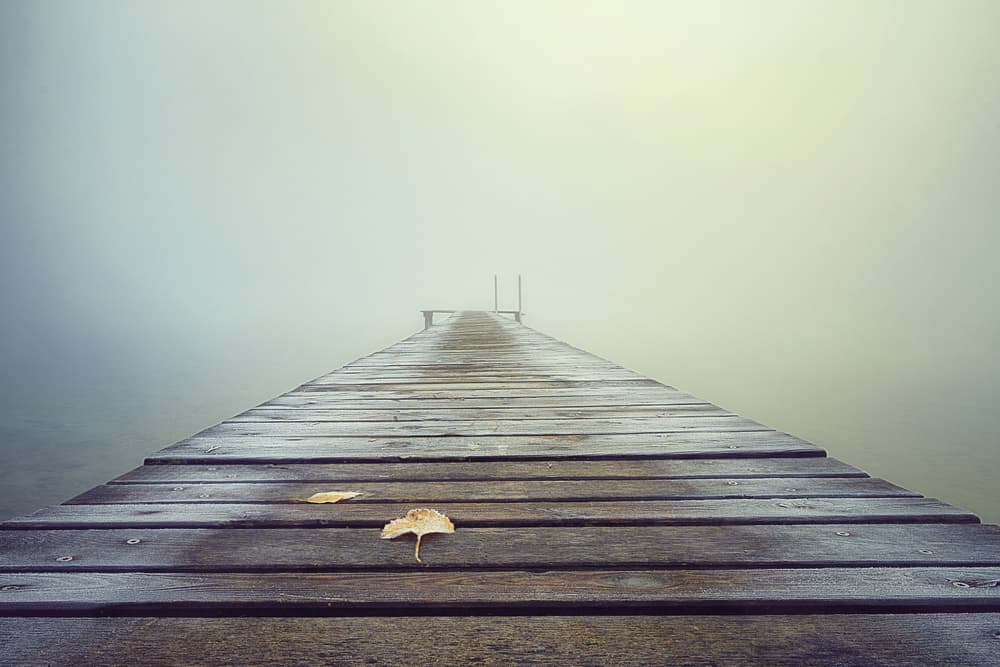 Misty Pier in Autumn by Ulrike Eisenmann — canvas wall art