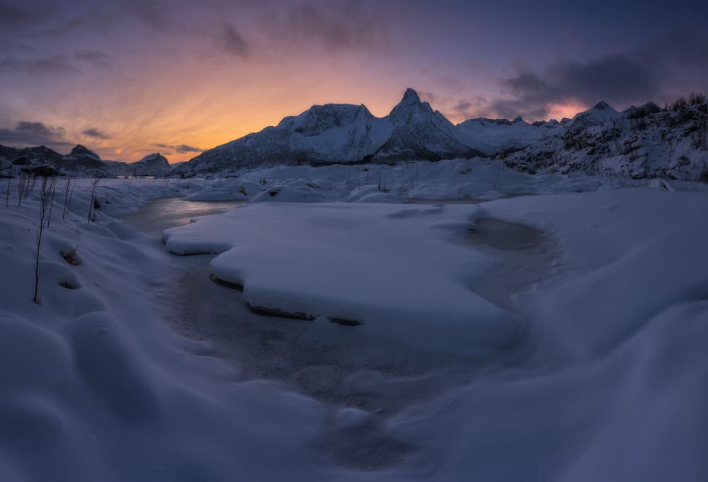 Winter Mountain Sunrise by Carlos Gonzalez — canvas wall art