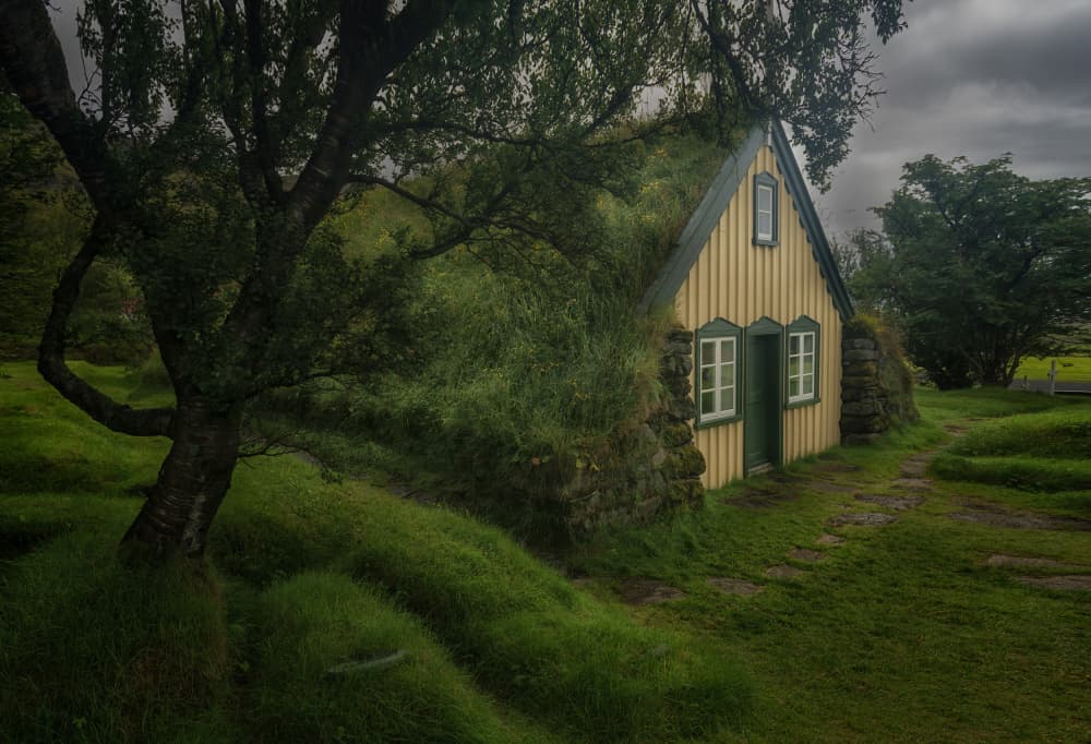 Quaint Grass Roof Home by YY DB — canvas wall art