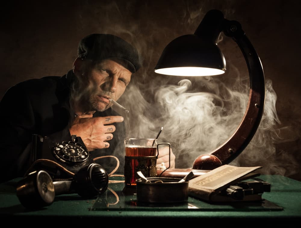 Smoking Man Noir by Viktor Cherkasov — canvas wall art