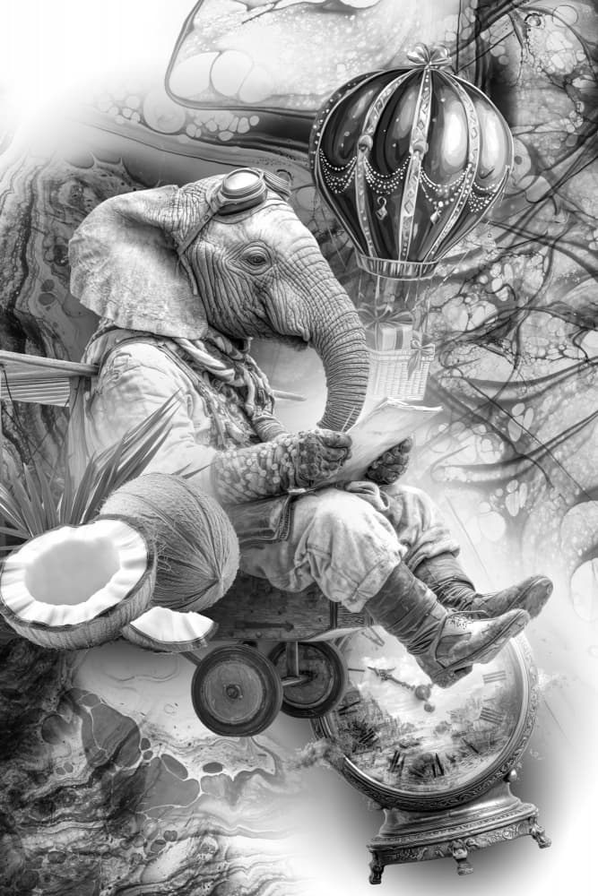 Whimsical Elephant Explorer by Rafal Kulik — canvas wall art