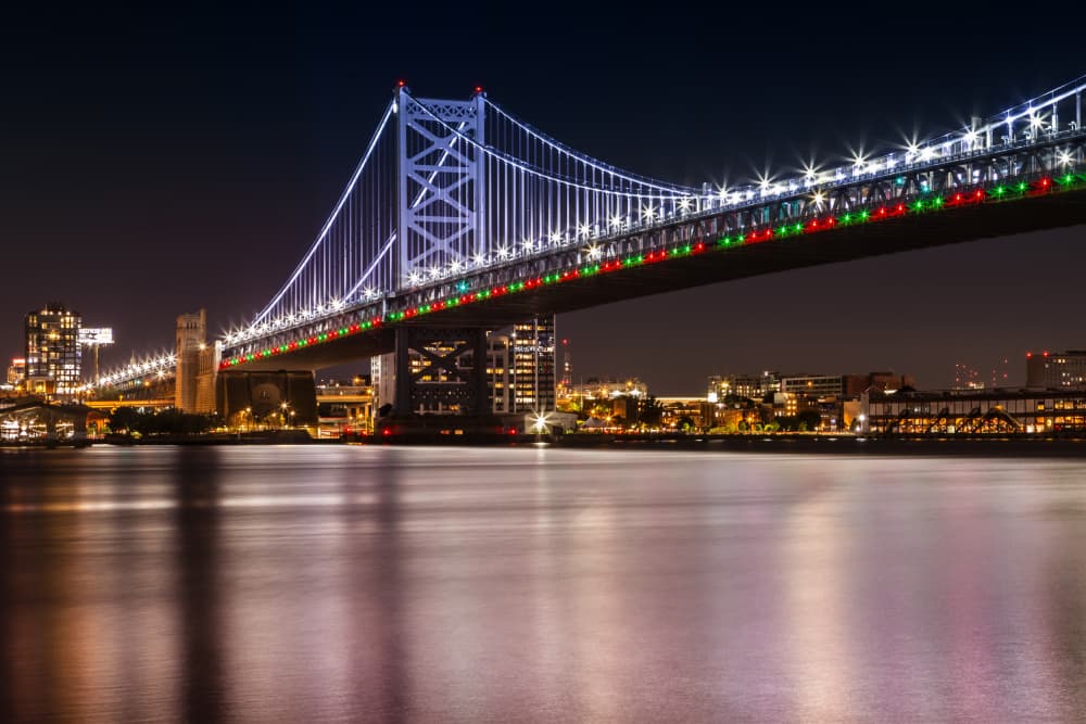 Illuminated City Bridge by Melanie Viola — canvas wall art