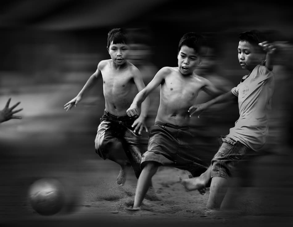 Dynamic Soccer Boys by Sebastian Kisworo — canvas wall art