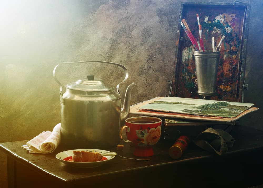 Artist's Tea Time by UstinaGreen — canvas wall art