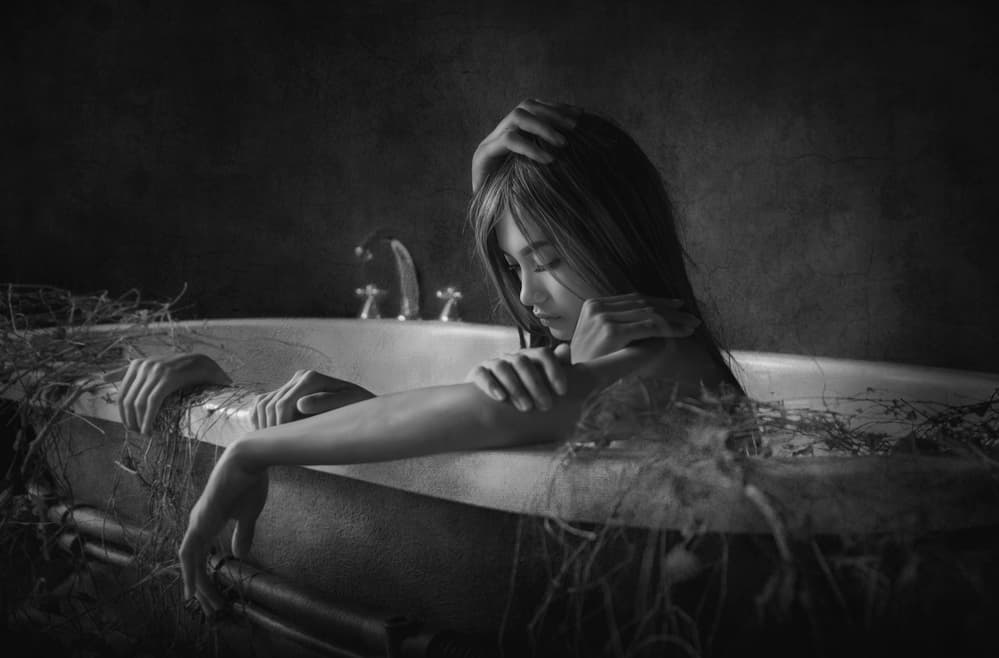 Melancholy in the Bath by Sebastian Kisworo — canvas wall art