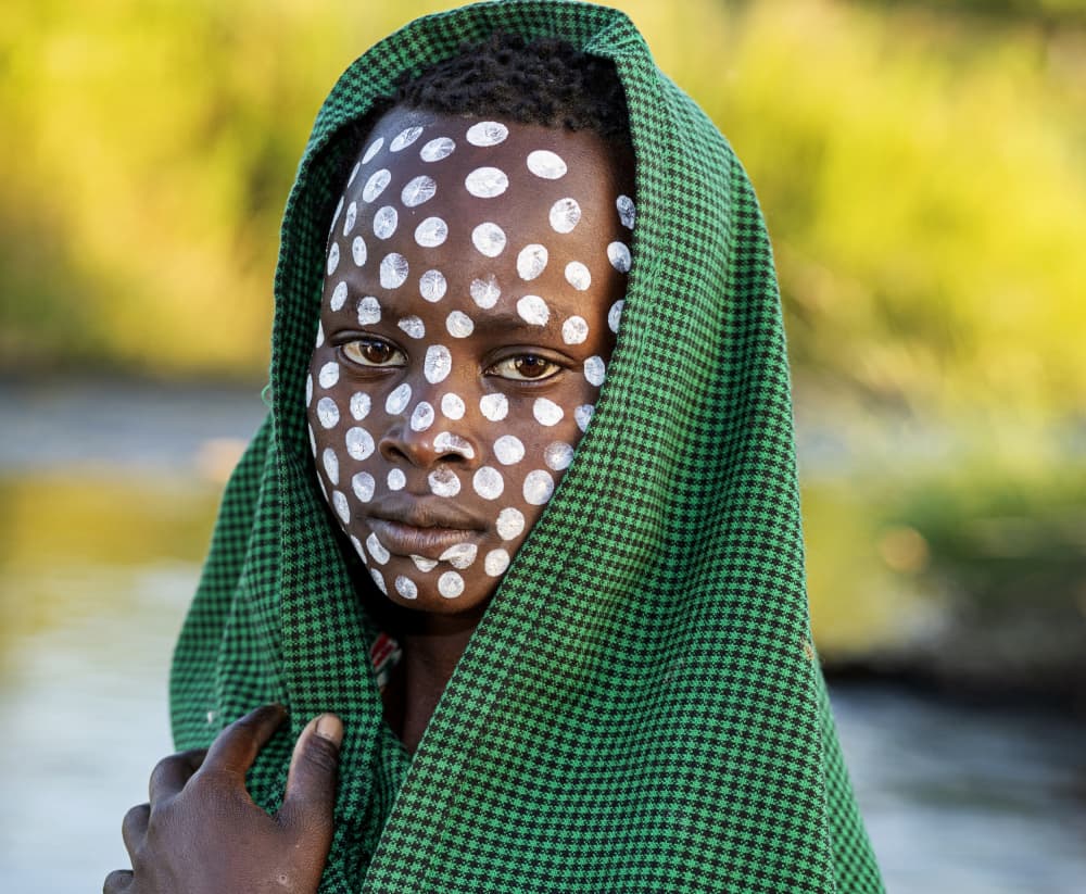 African Dotted Face by Iris Wiener — canvas wall art
