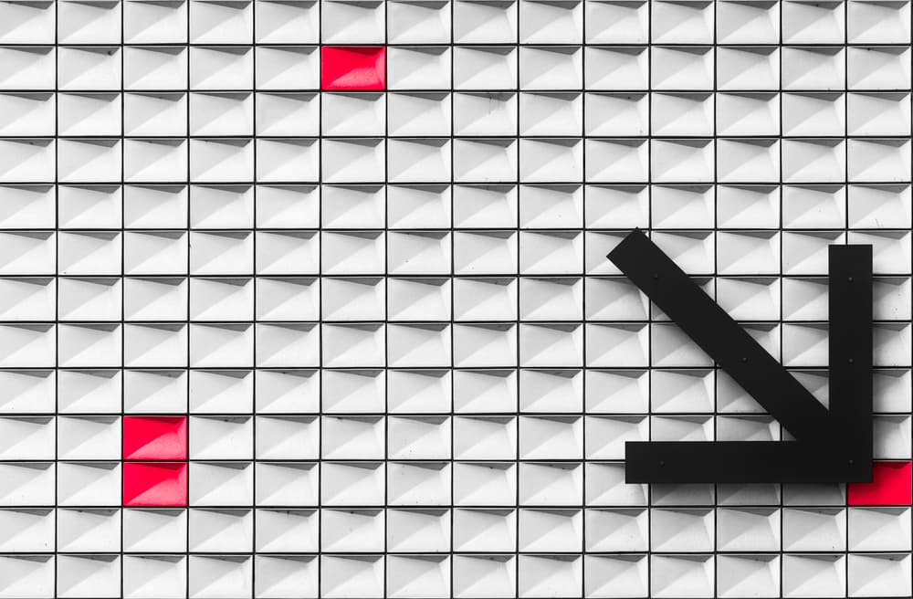 Red Squares Black Arrow by Greetje van Son — canvas wall art