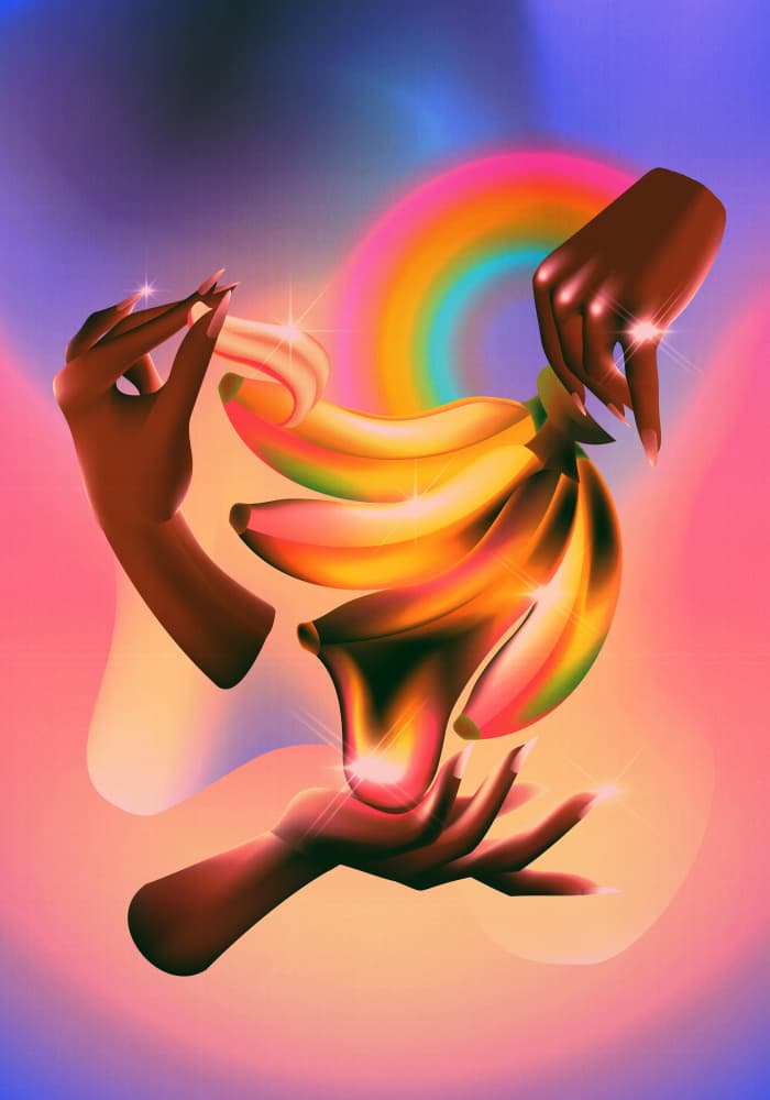Surreal Fruit Hands by Paulina Almira — canvas wall art