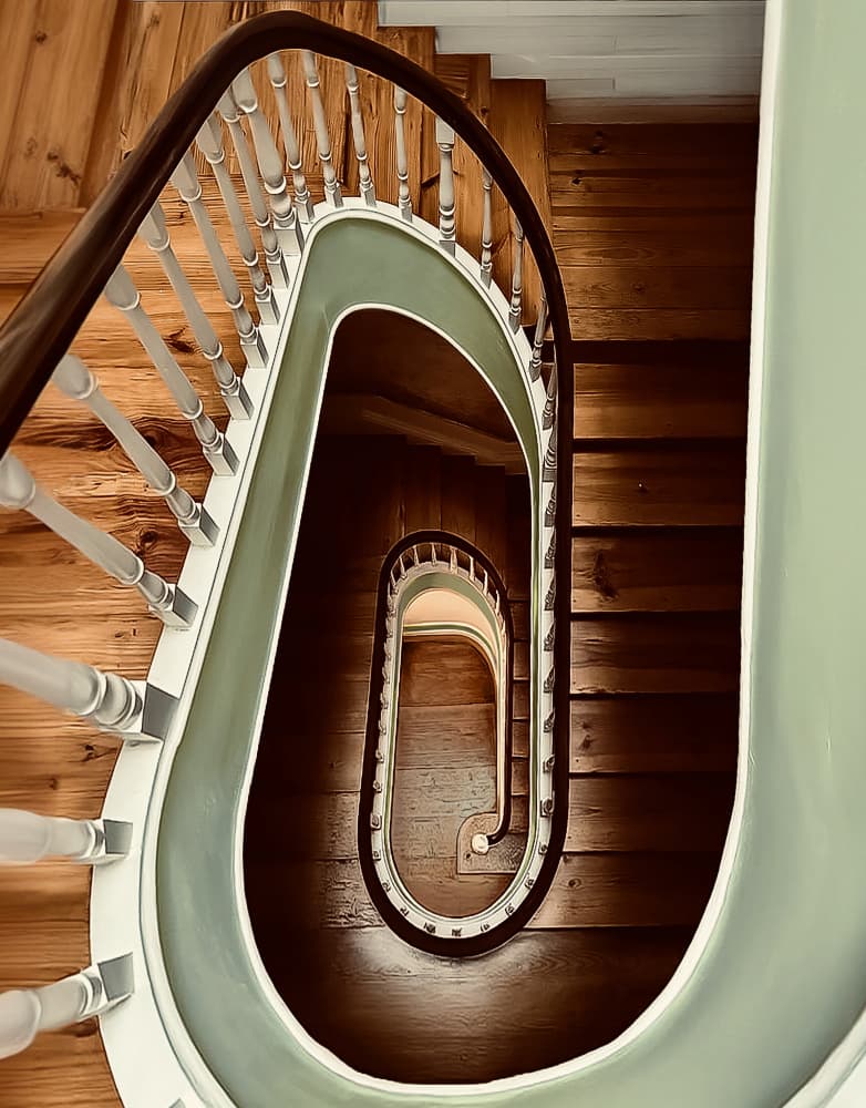Winding Wooden Staircase by Arnon Orbach — canvas wall art