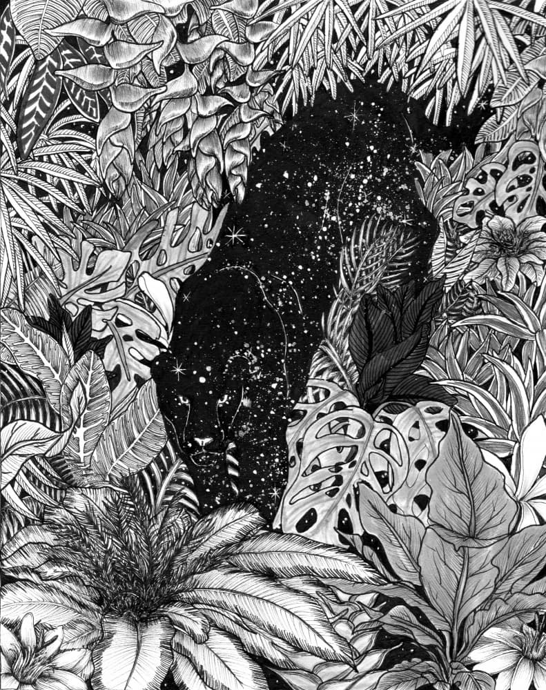 Cosmic Jungle Panther by EC Mazur — canvas wall art