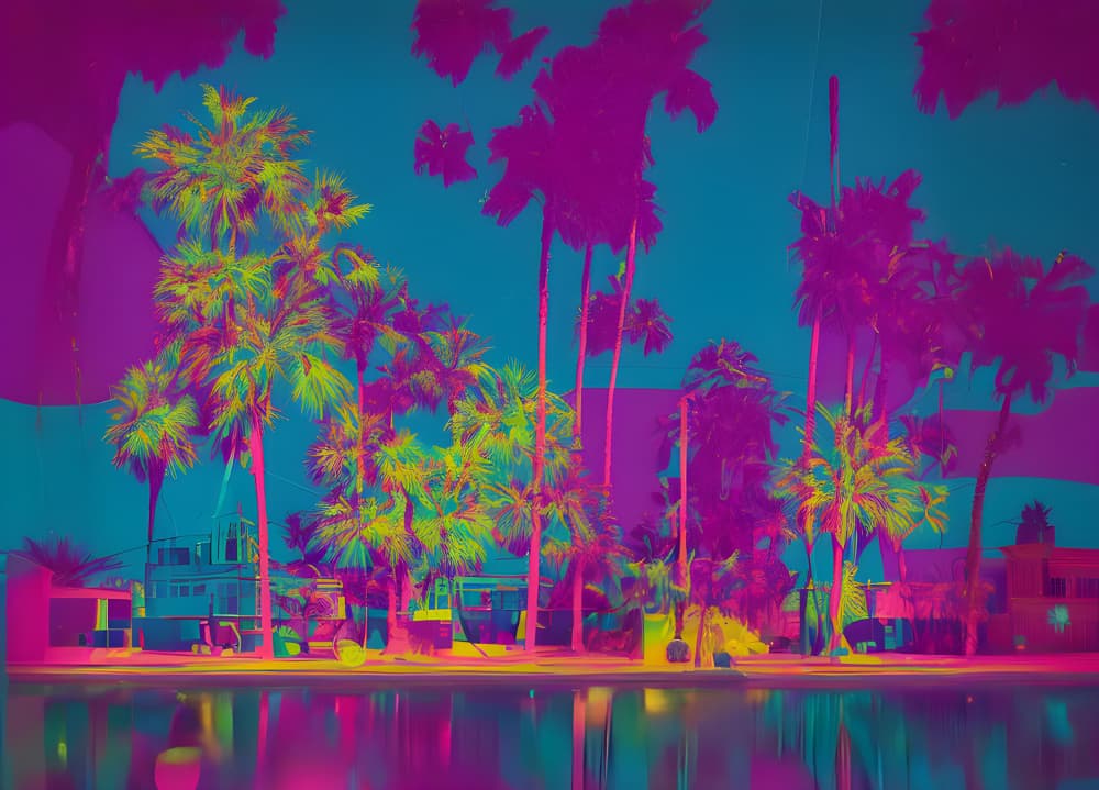 Vibrant Neon Palms by Cicero Spin — canvas wall art