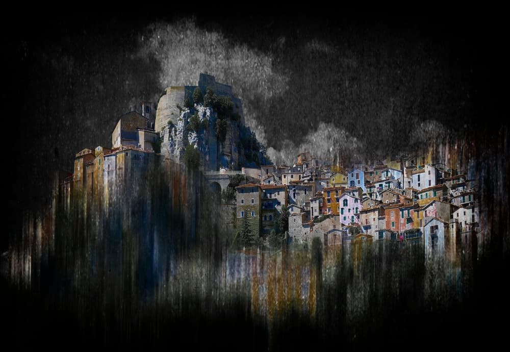 Vibrant Castle Village by Raffaele Corte — canvas wall art
