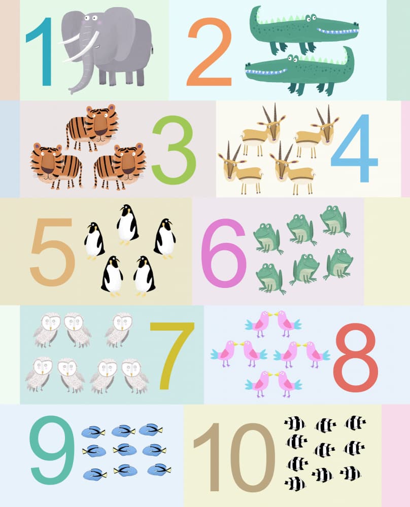 Counting Animals One to Ten by Carla Daly — canvas wall art