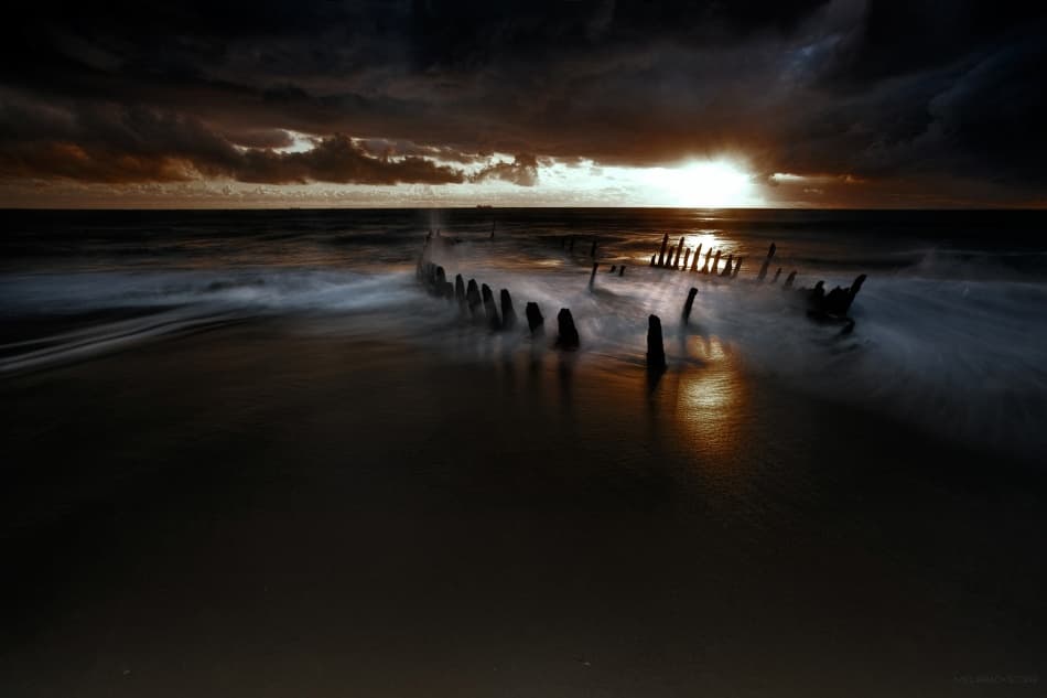 Dramatic Shipwreck Sunset by Mel Brackstone — canvas wall art