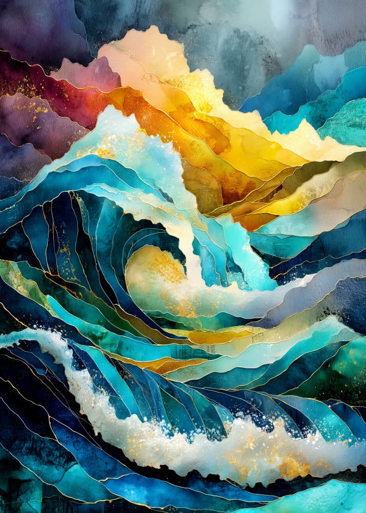 Abstract Wave Mountains by Justyna Jaszke — canvas wall art