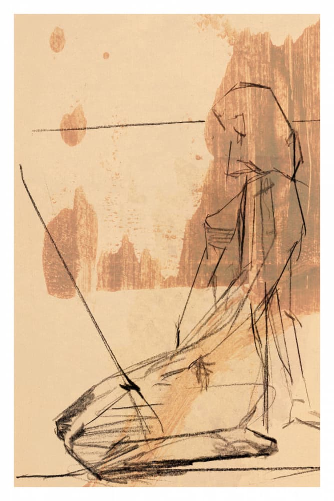 Contemplative Abstract Figure by cartissi — canvas wall art