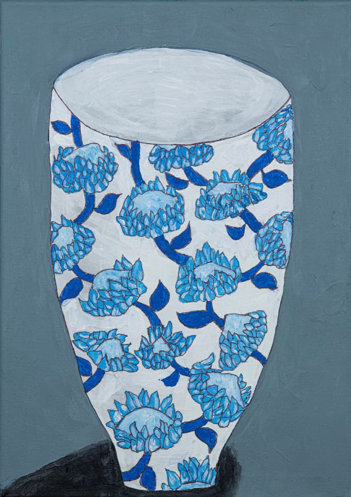Blue Floral Vase by Dale Hefer — canvas wall art