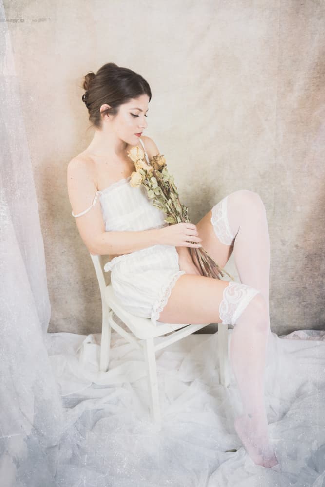 Dreamy Woman with Flowers by Christian Kurz — canvas wall art