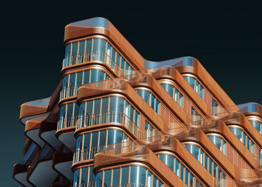Wavy Copper Building by Louie Luo — canvas wall art