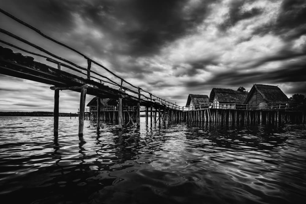 Stormy Stilt Village by Eiji Yamamoto — canvas wall art