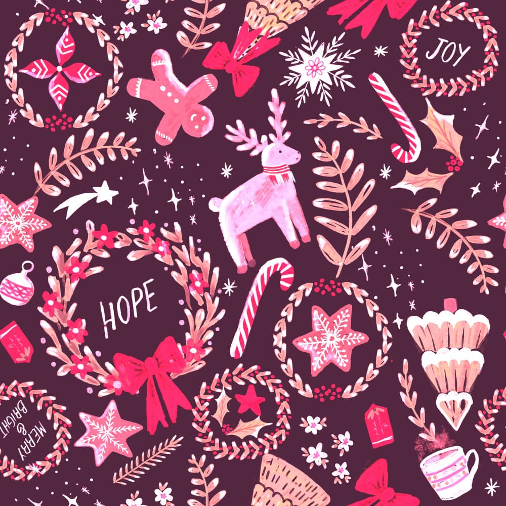Magical Christmas Black Pattern by Anis Illustration — canvas wall art