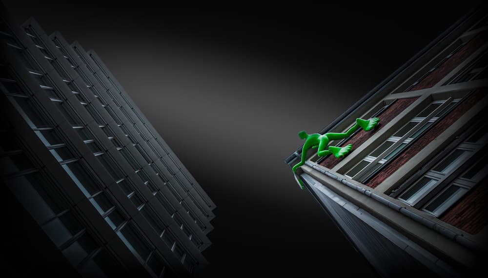 Green Figure City Climb by Jörg Vollrath — canvas wall art