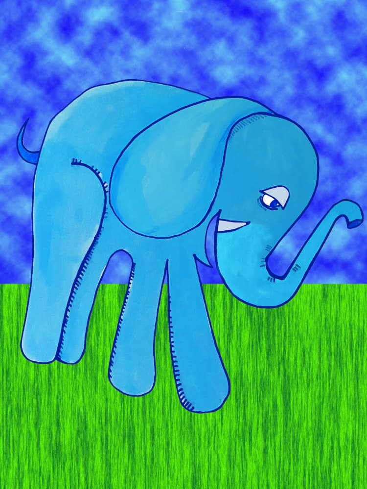 Gentle Blue Elephant by Lynnda Rakos — canvas wall art