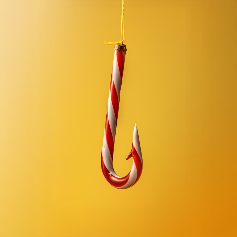 Candy Cane Fishing Hook by Artem Pozdniakov — canvas wall art