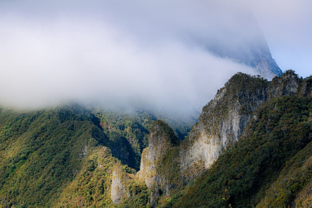 Misty Mountain Peaks by Léa Lefebvre — canvas wall art