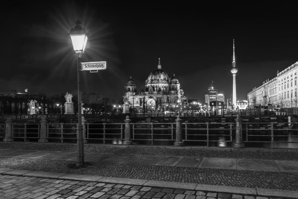 Berlin Cathedral Nightscape by Melanie Viola — canvas wall art