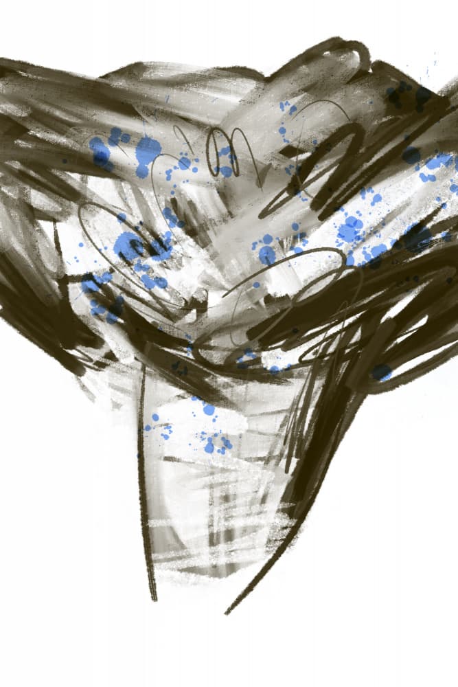 Dark Strokes Blue Splashes by Simona Gocan — canvas wall art