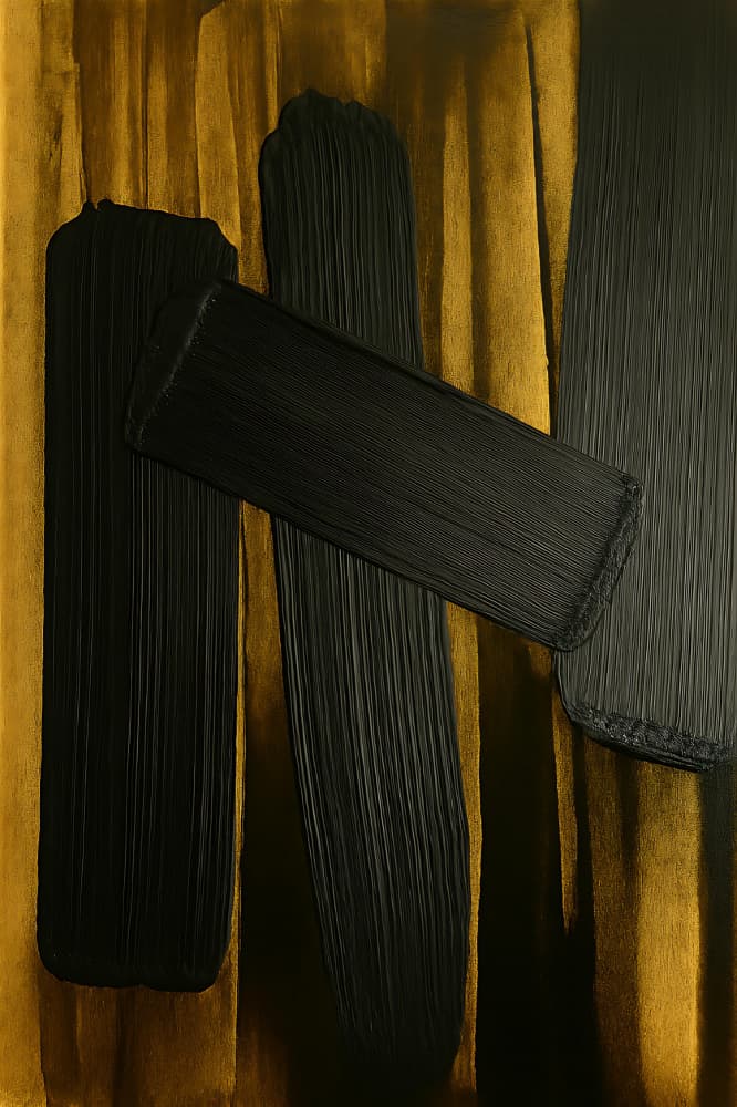 Deep Black Gold Abstract by HUGO — canvas wall art