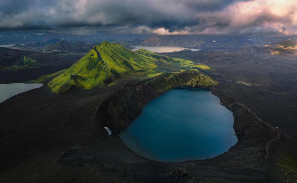 Vibrant Green Volcanic Landscape by Chao Feng 天馬 — canvas wall art
