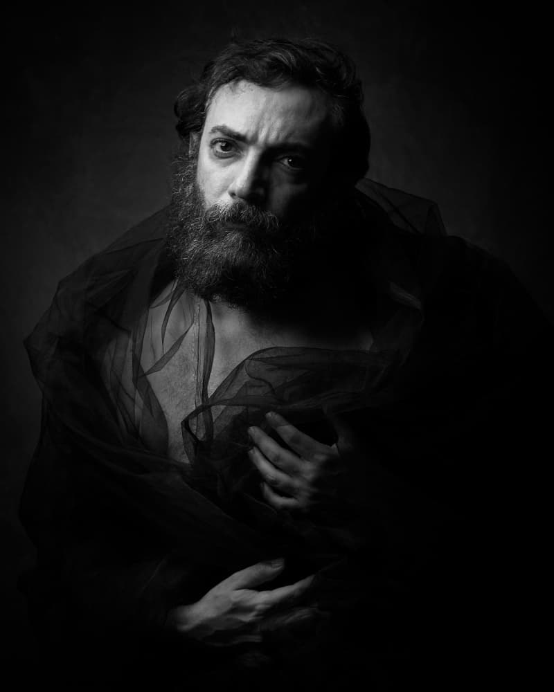 Dramatic Bearded Man by Mehdi Mokhtari — canvas wall art