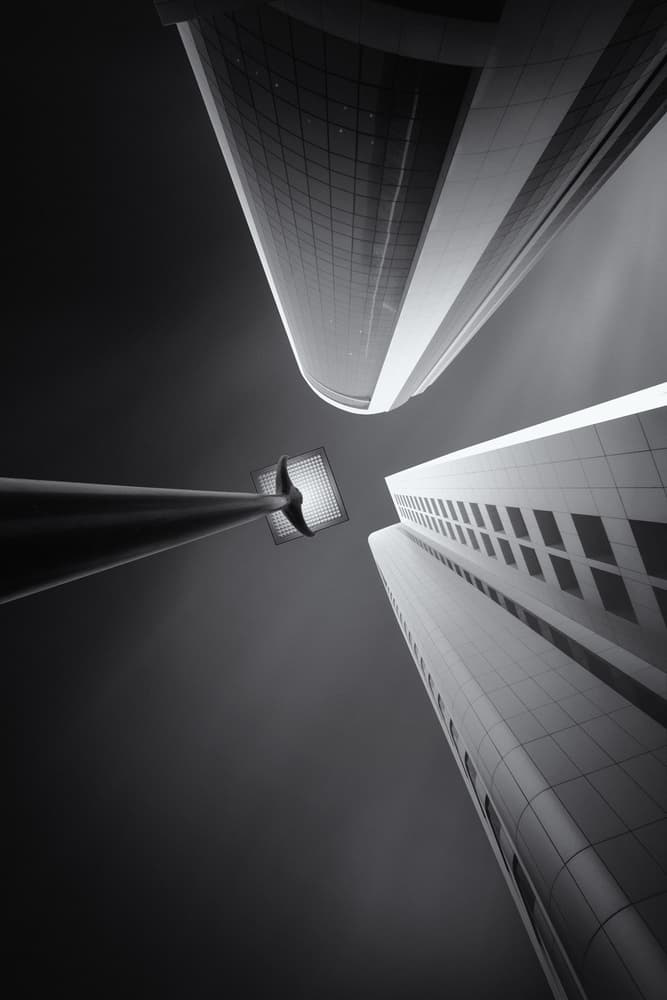 Modern Towers Skyward by Ahmed Thabet — canvas wall art