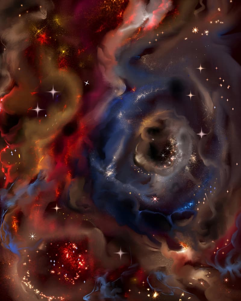 Vibrant Cosmic Nebula by Josie George — canvas wall art
