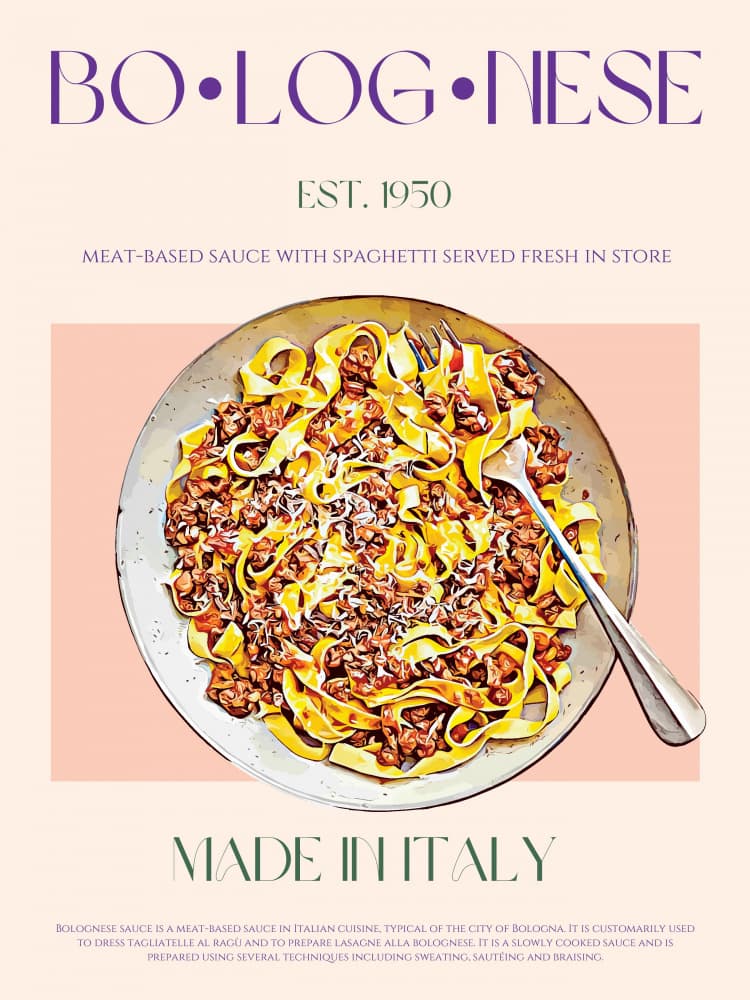 Classic Bolognese Pasta by Nazma Khokhar — canvas wall art
