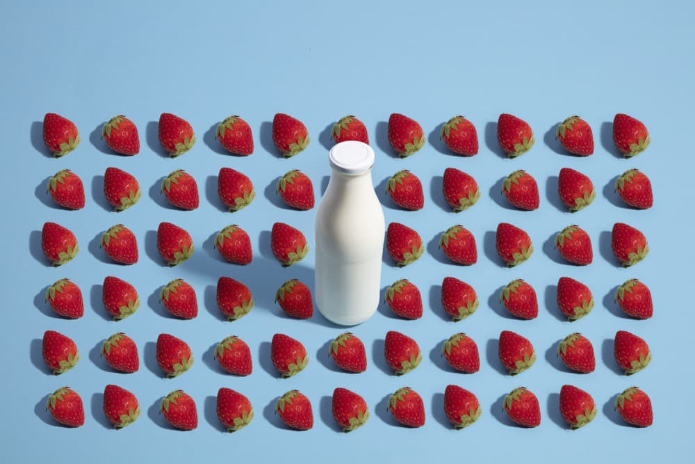 Fresh Milk and Strawberries by Julia Ramiro — canvas wall art