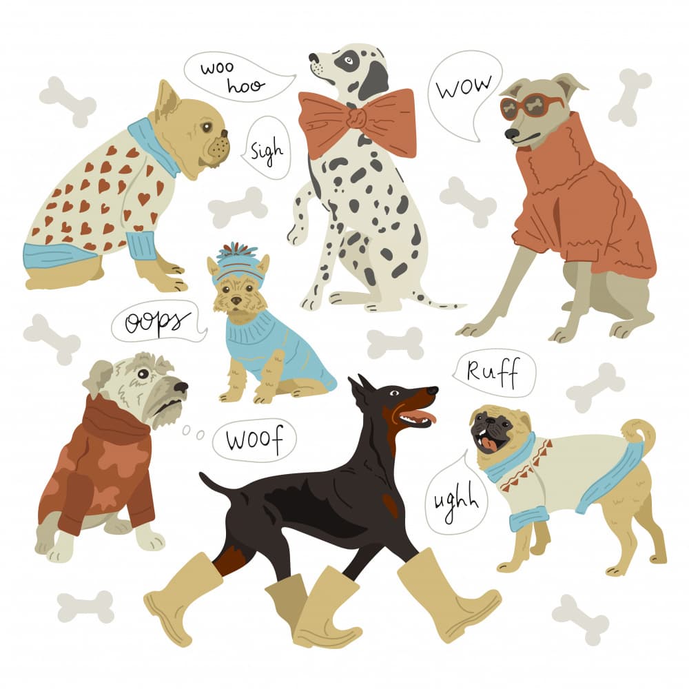 Fashionable Dog Friends by Olga Galeeva — canvas wall art