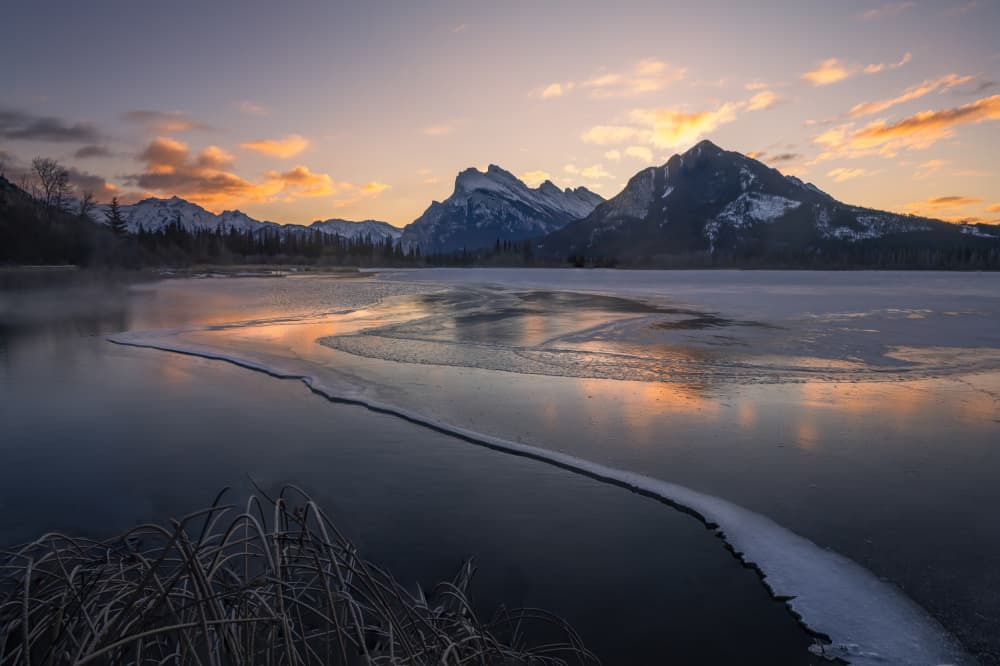 Winter Mountain Lake Glow by Yongnan Li (李永男) — canvas wall art
