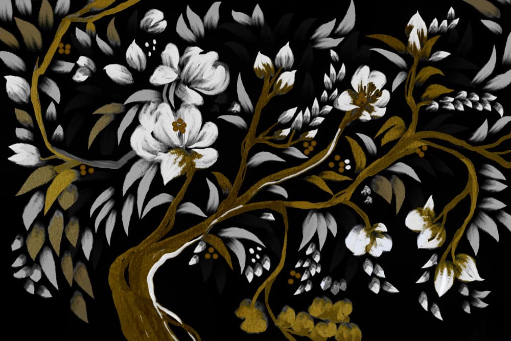 Golden Flowering Tree by Josie George — canvas wall art