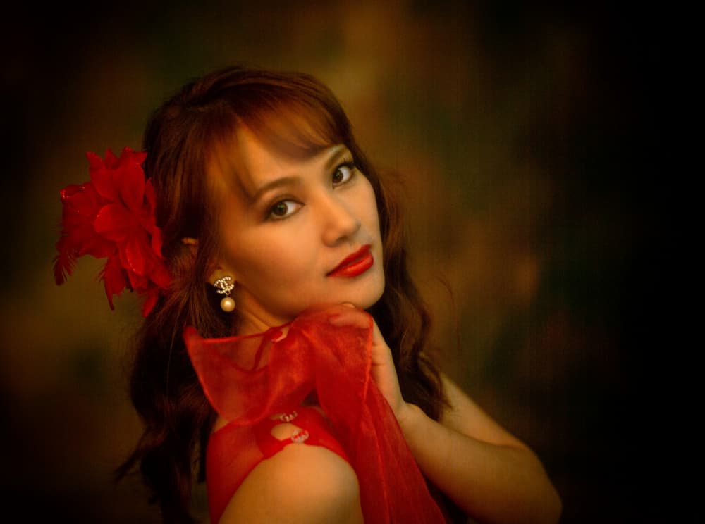 Elegant Woman in Red by John Yuk Kong Chung — canvas wall art