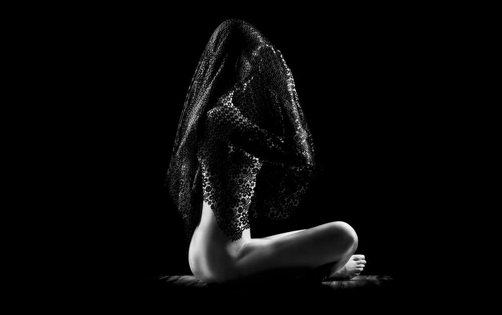 Veiled Figure in Lace by Jackson Carvalho — canvas wall art