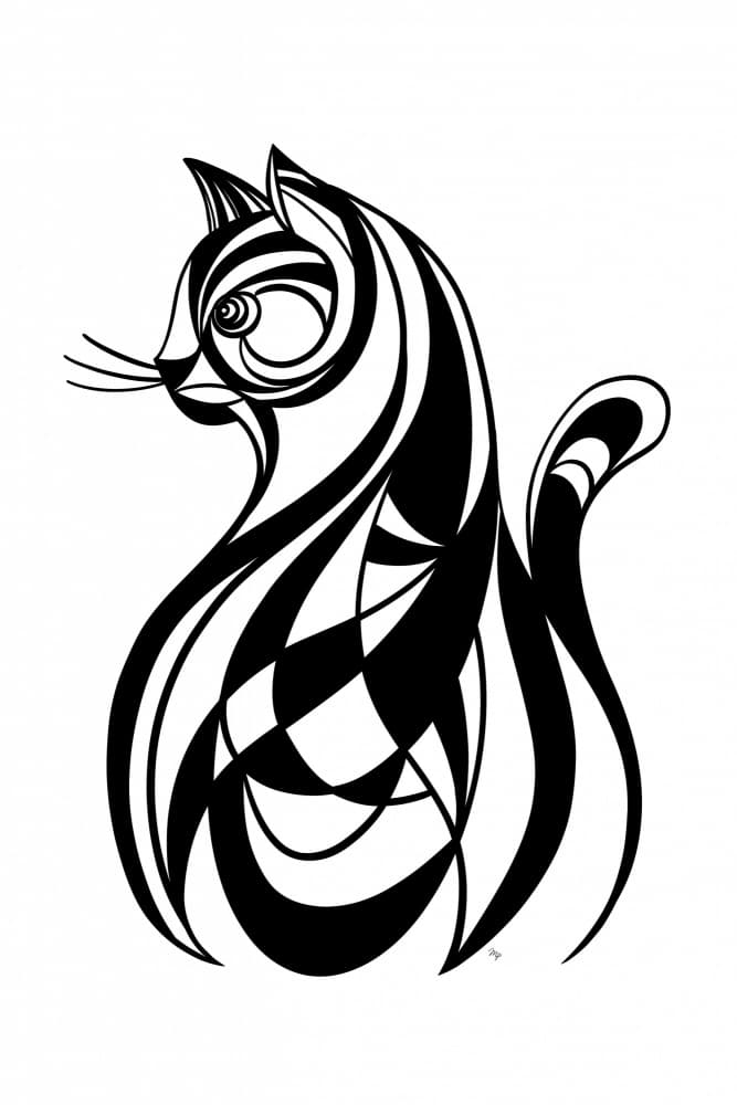Stylized Black Cat by Martina — canvas wall art