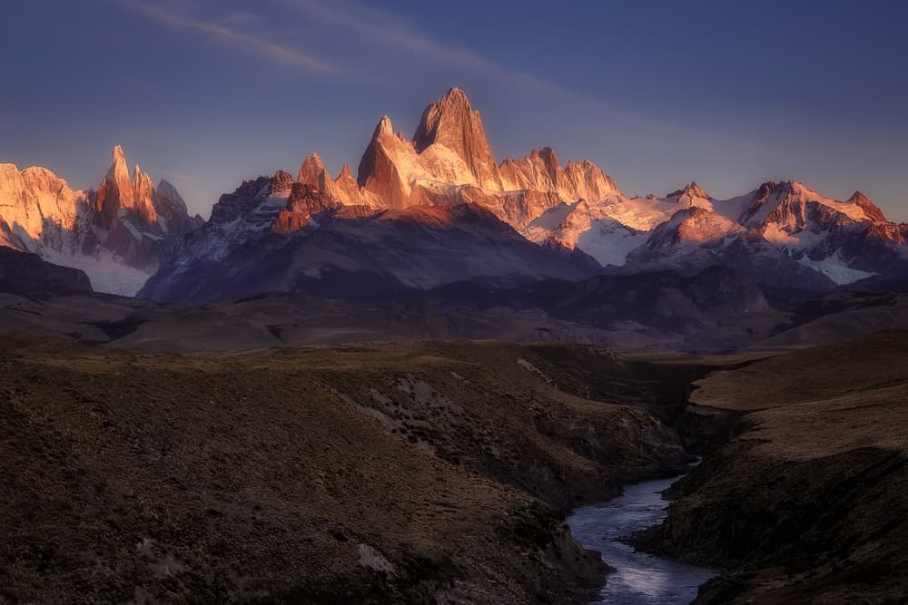 Fitz Roy Golden Peaks by Adhemar Duro — canvas wall art